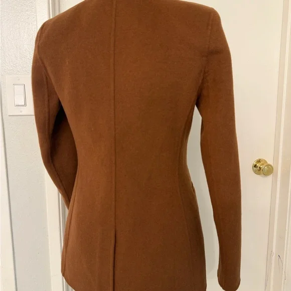 Express Hand Sewn Wool Blend Double Breasted Novelty Button Brown Blazer Jacket - Picture 11 of 15